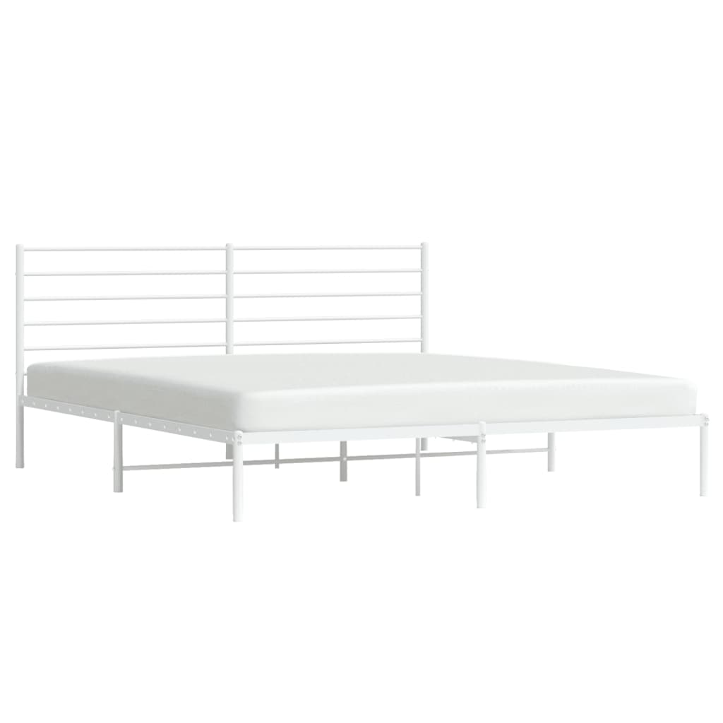 Bed frame with headboard metal white 200x200 cm