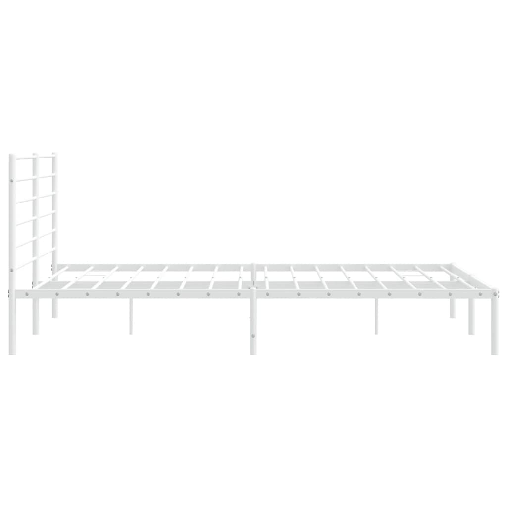 Bed frame with headboard metal white 200x200 cm