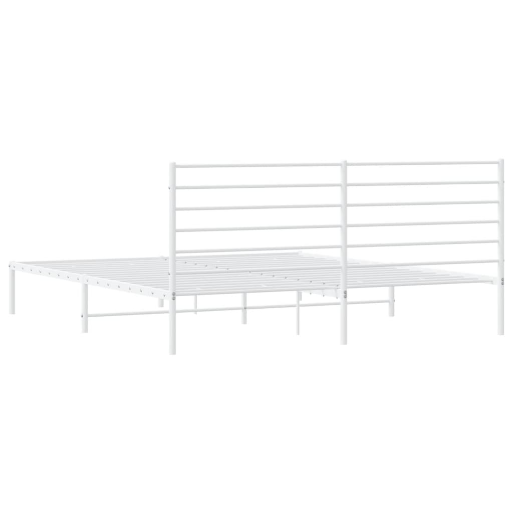 Bed frame with headboard metal white 200x200 cm
