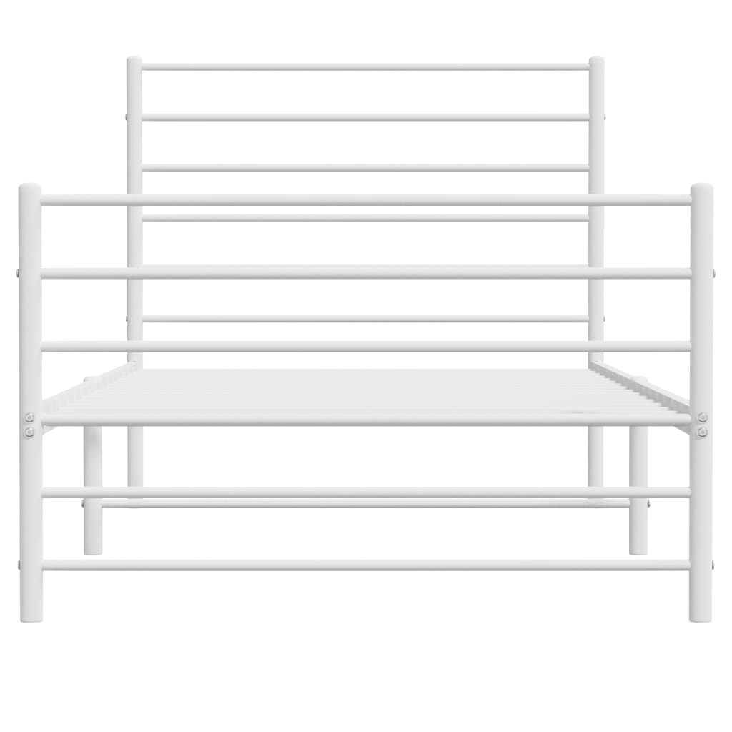 Bed frame with head and footboard metal white 90x200 cm