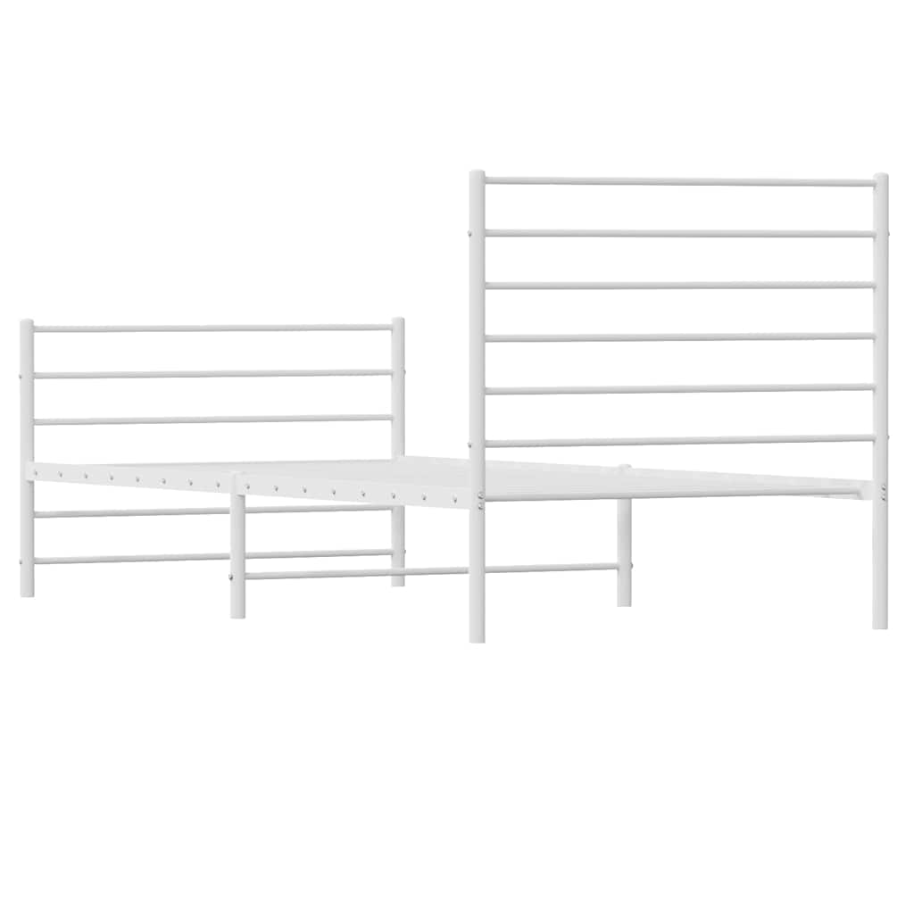 Bed frame with head and footboard metal white 100x200 cm