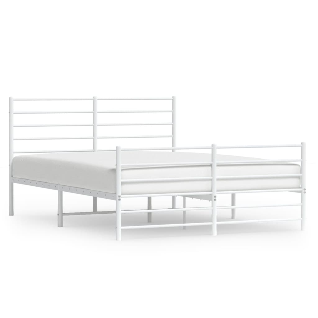 Bed frame with head and footboard metal white 120x190 cm