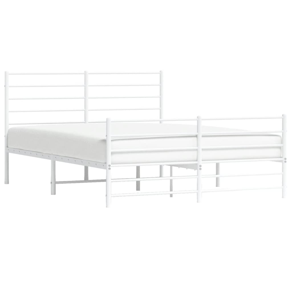 Bed frame with head and footboard metal white 120x190 cm
