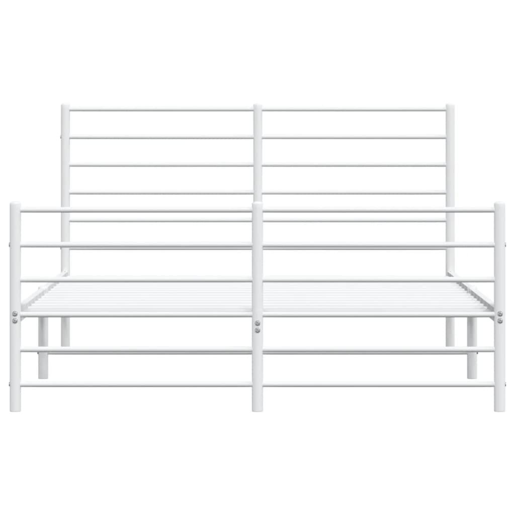 Bed frame with head and footboard metal white 120x190 cm