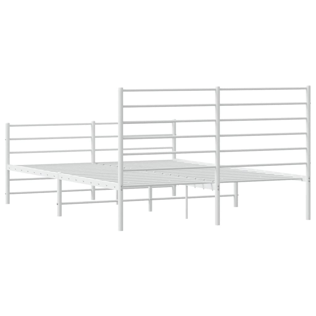 Bed frame with head and footboard metal white 120x190 cm