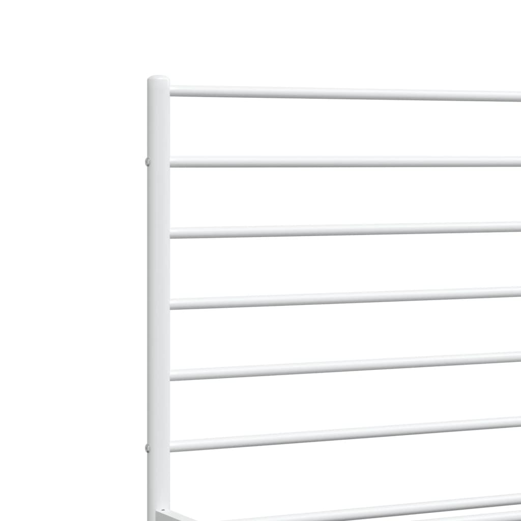 Bed frame with head and footboard metal white 120x190 cm