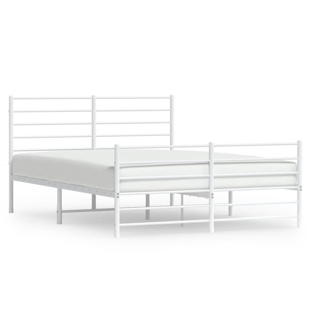 Bed frame with head and footboard metal white 120x200 cm