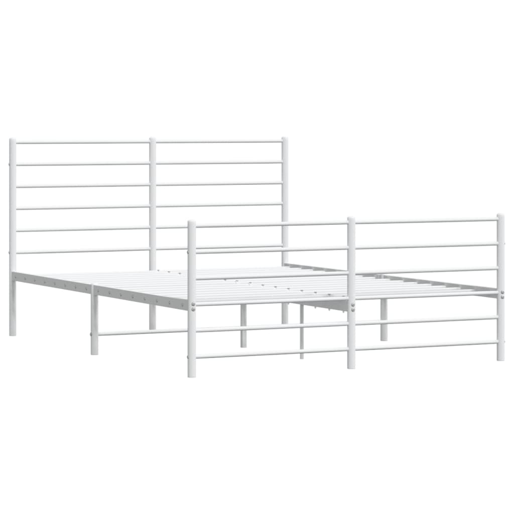 Bed frame with head and footboard metal white 120x200 cm