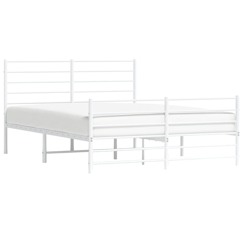 Bed frame with head and footboard metal white 120x200 cm