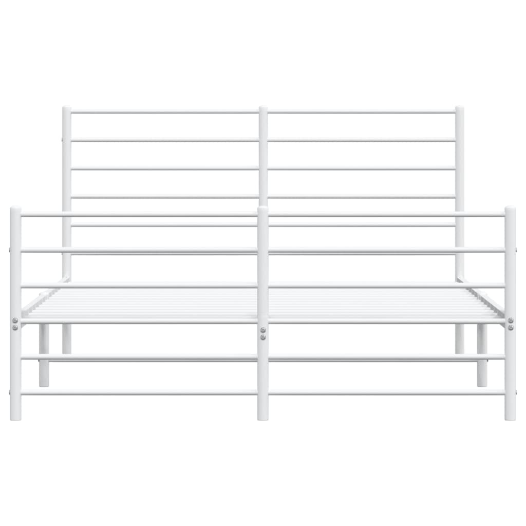 Bed frame with head and footboard metal white 120x200 cm