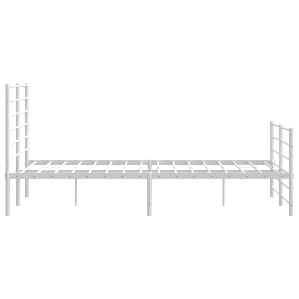 Bed frame with head and footboard metal white 120x200 cm