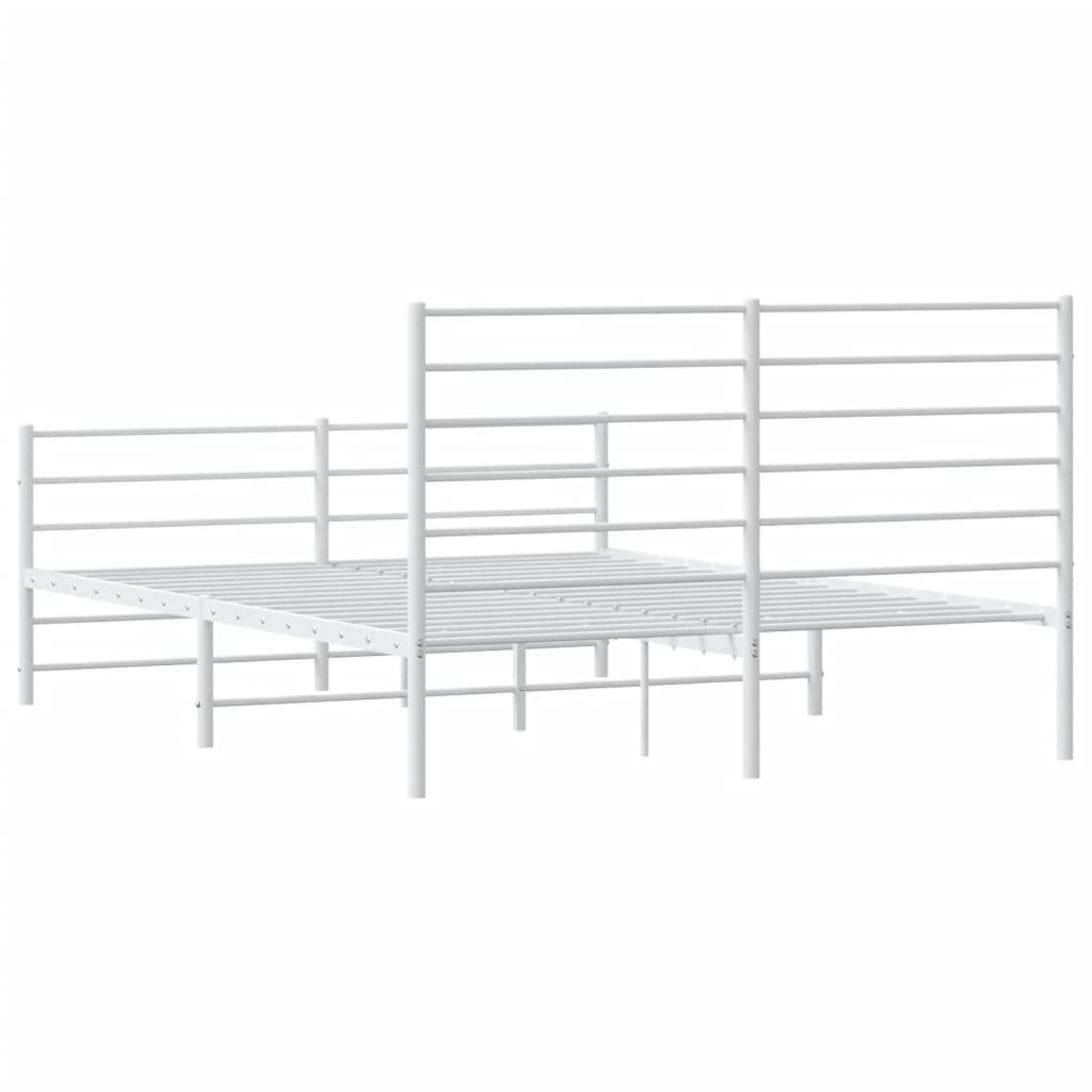 Bed frame with head and footboard metal white 120x200 cm