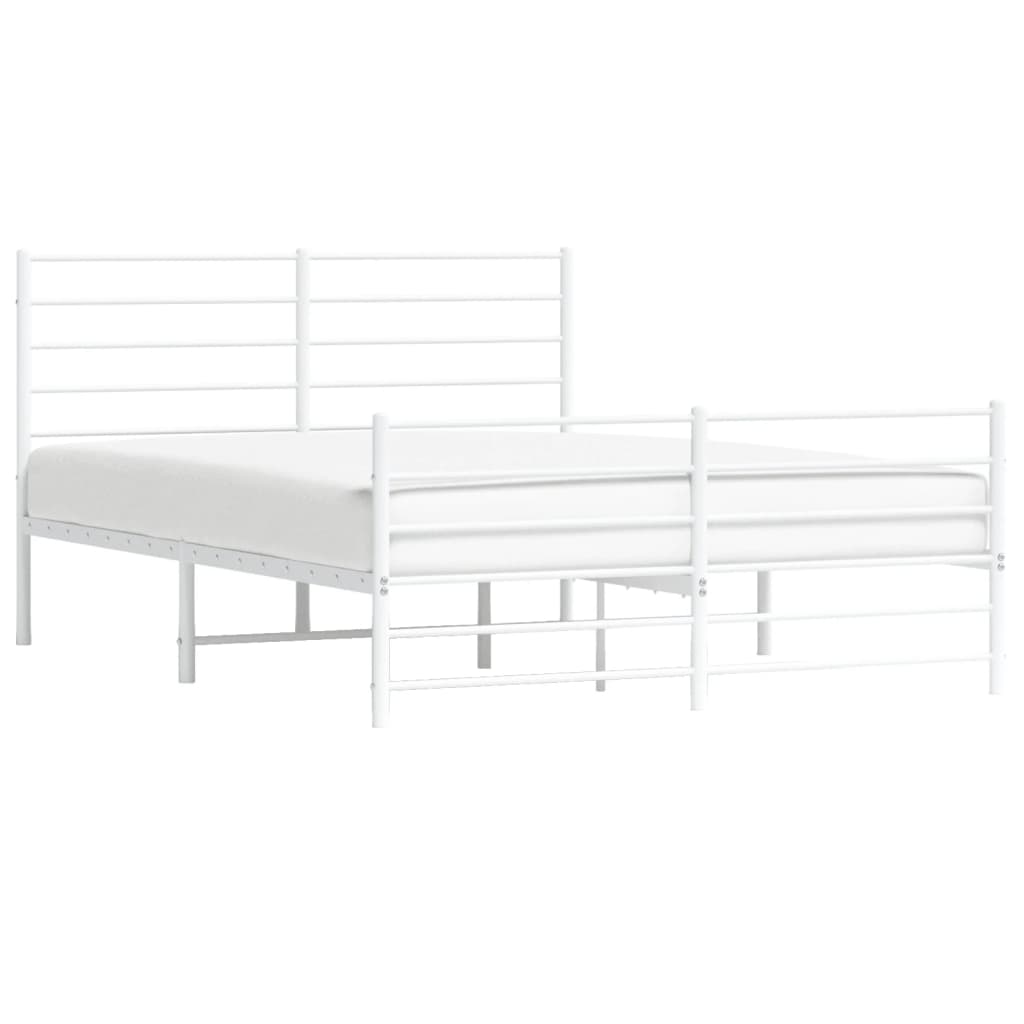 Bed frame with head and footboard metal white 140x190 cm