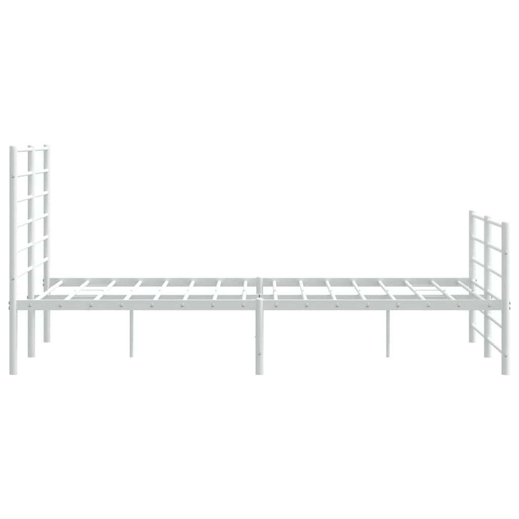 Bed frame with head and footboard metal white 140x190 cm