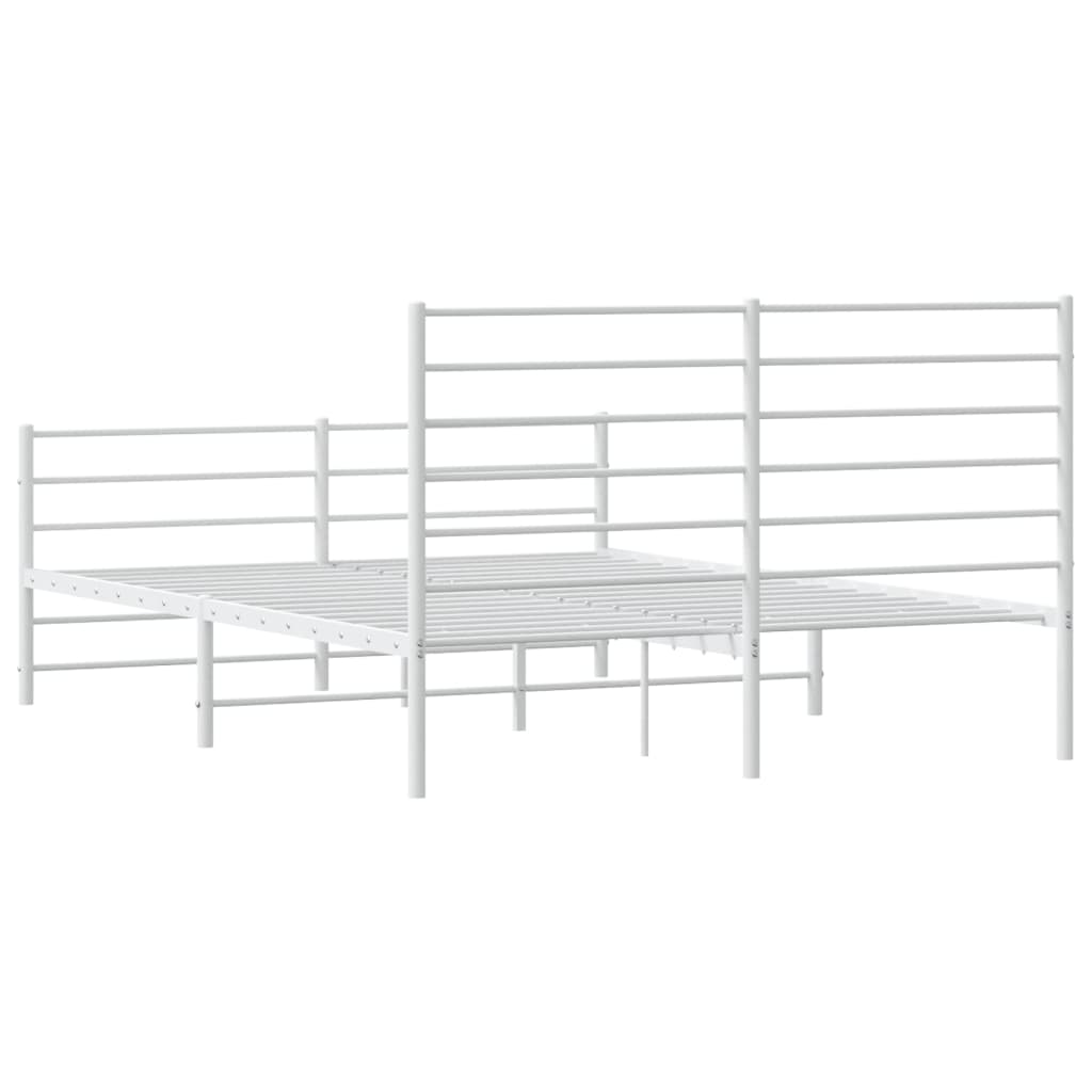 Bed frame with head and footboard metal white 140x190 cm