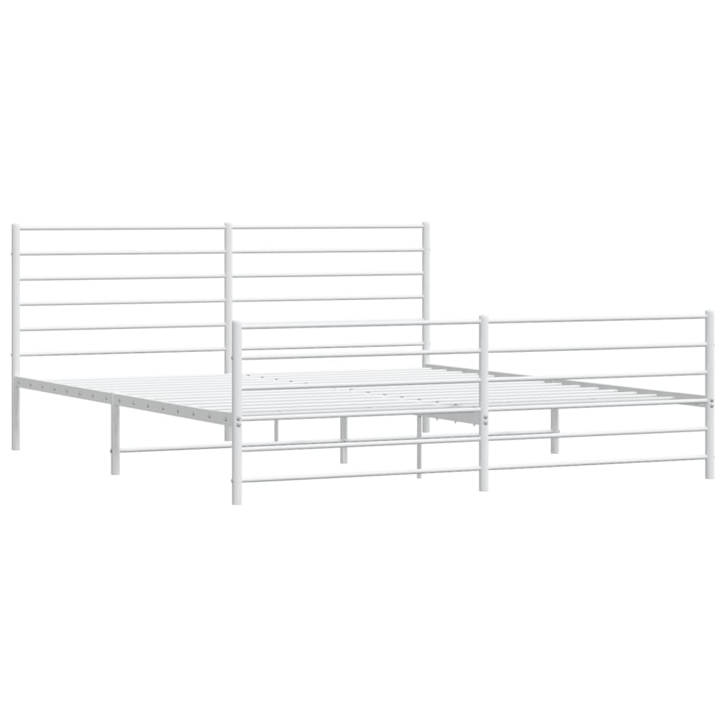 Bed frame with head and footboard metal white 180x200 cm