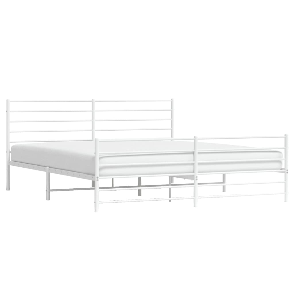 Bed frame with head and footboard metal white 180x200 cm