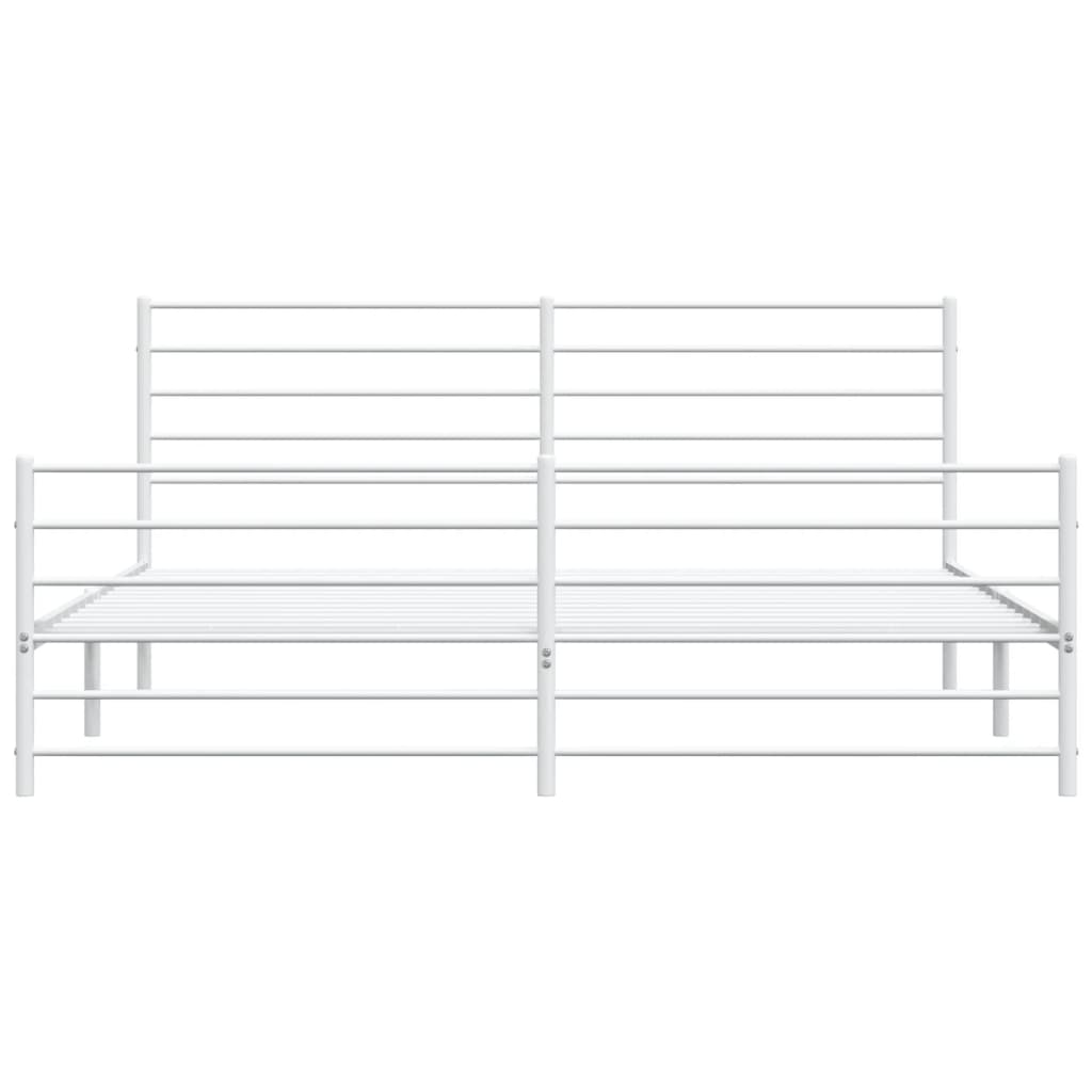Bed frame with head and footboard metal white 180x200 cm