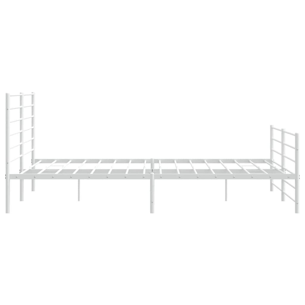 Bed frame with head and footboard metal white 180x200 cm