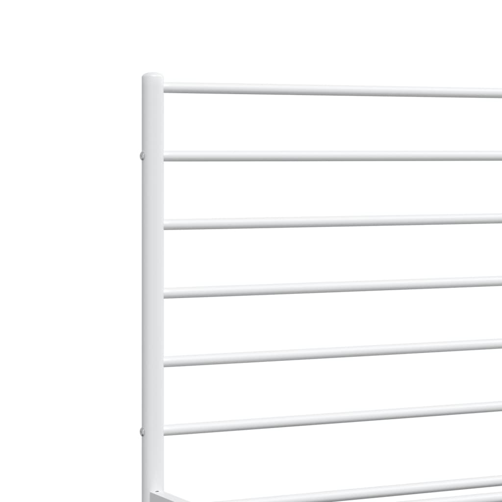Bed frame with head and footboard metal white 180x200 cm