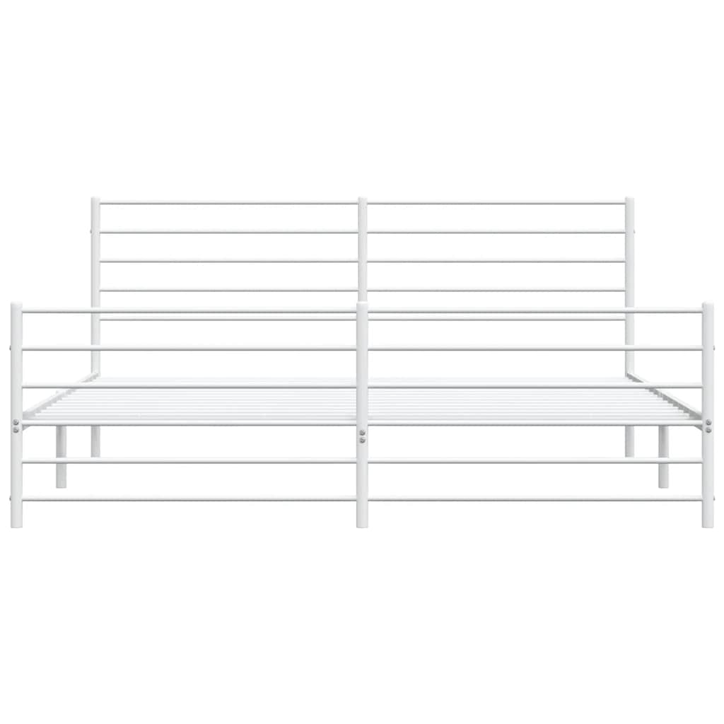 Bed frame with head and footboard metal white 183x213 cm
