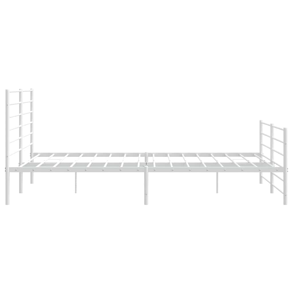 Bed frame with head and footboard metal white 183x213 cm