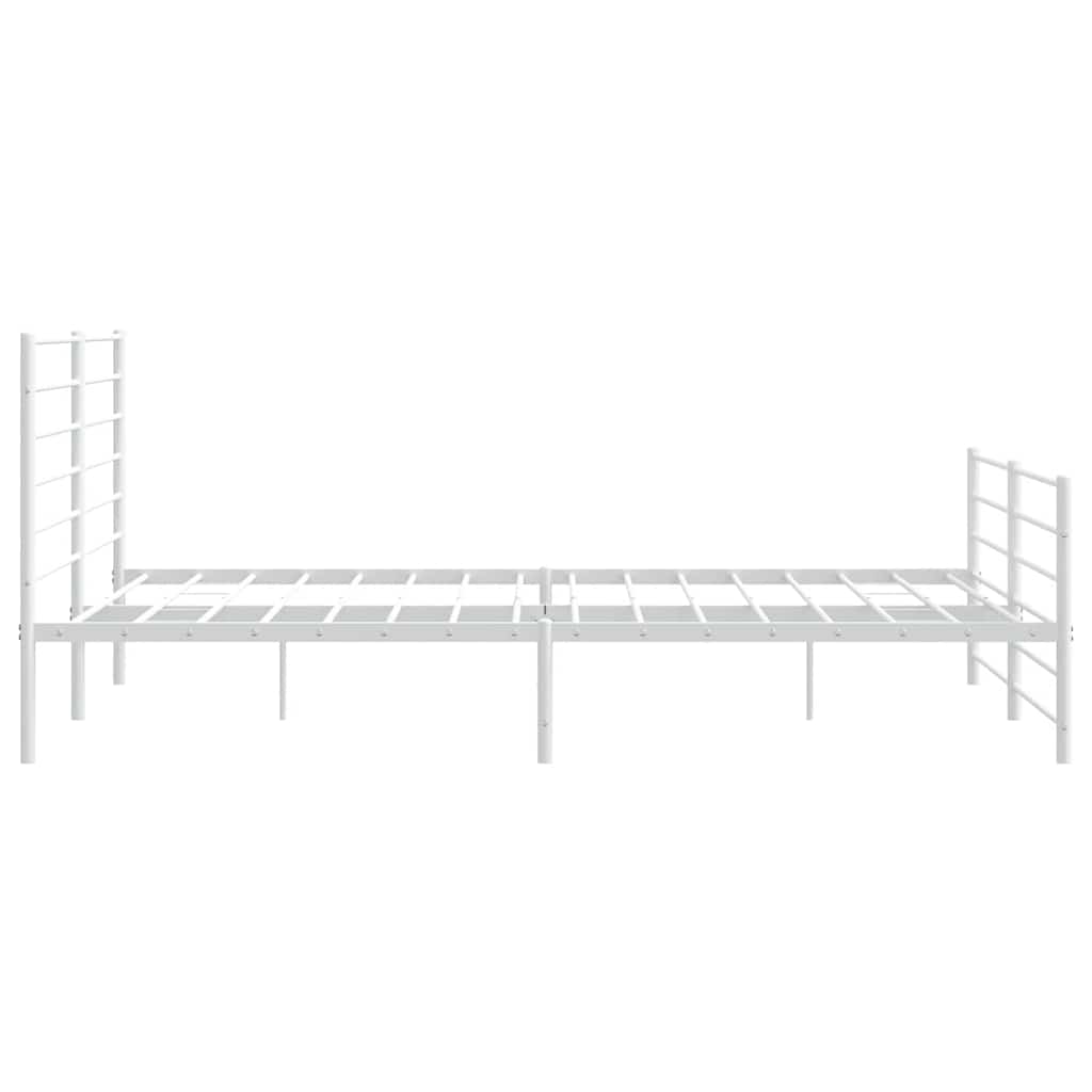 Bed frame with head and footboard metal white 183x213 cm