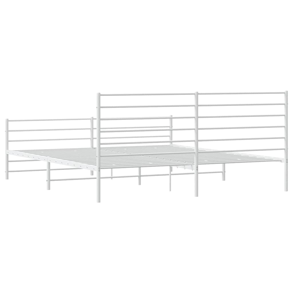Bed frame with head and footboard metal white 183x213 cm