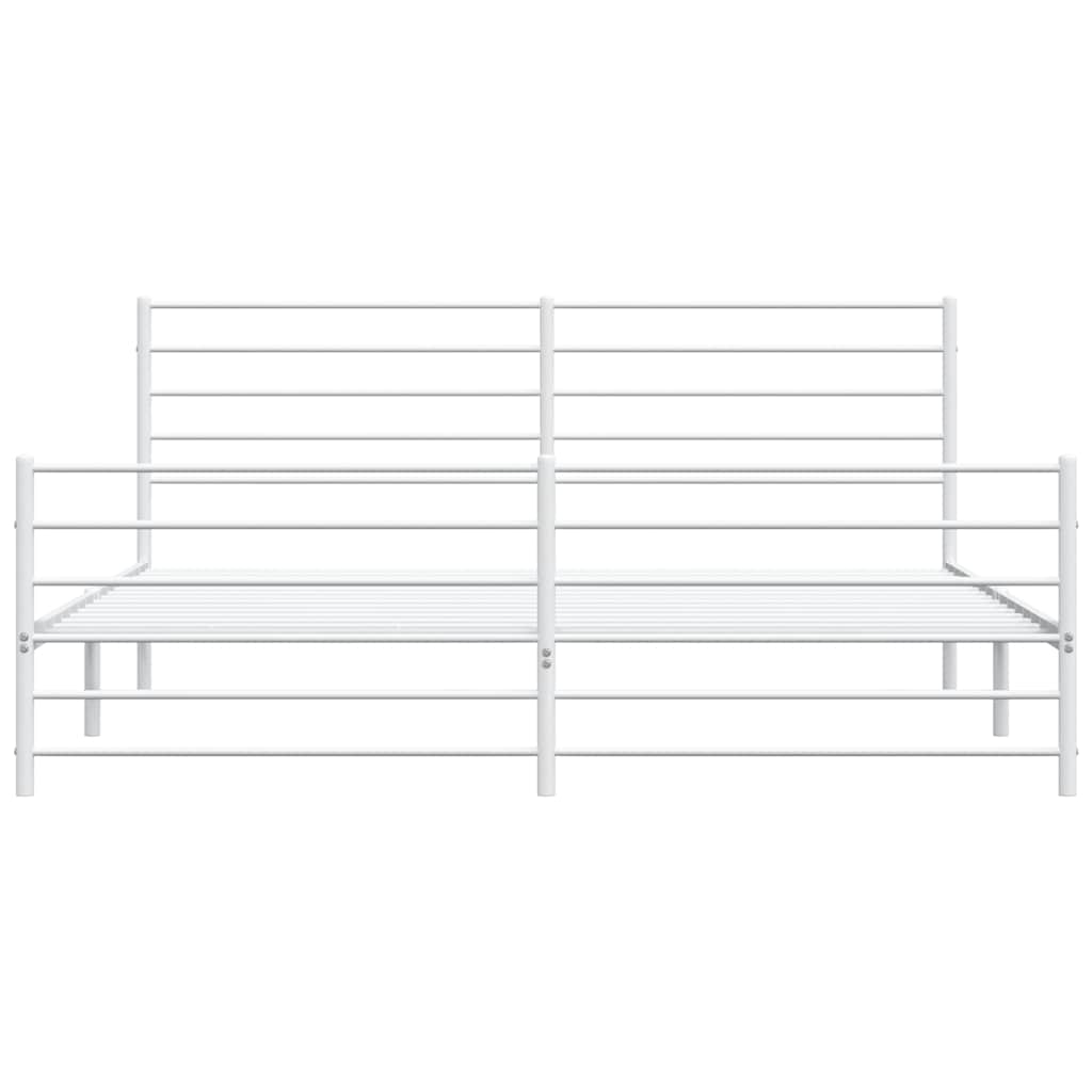 Bed frame with head and footboard metal white 193x203 cm