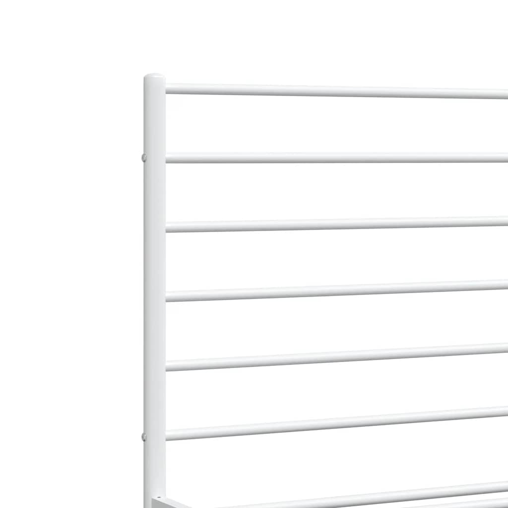 Bed frame with head and footboard metal white 193x203 cm