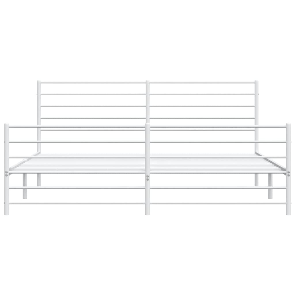 Bed frame with head and footboard metal white 200x200 cm