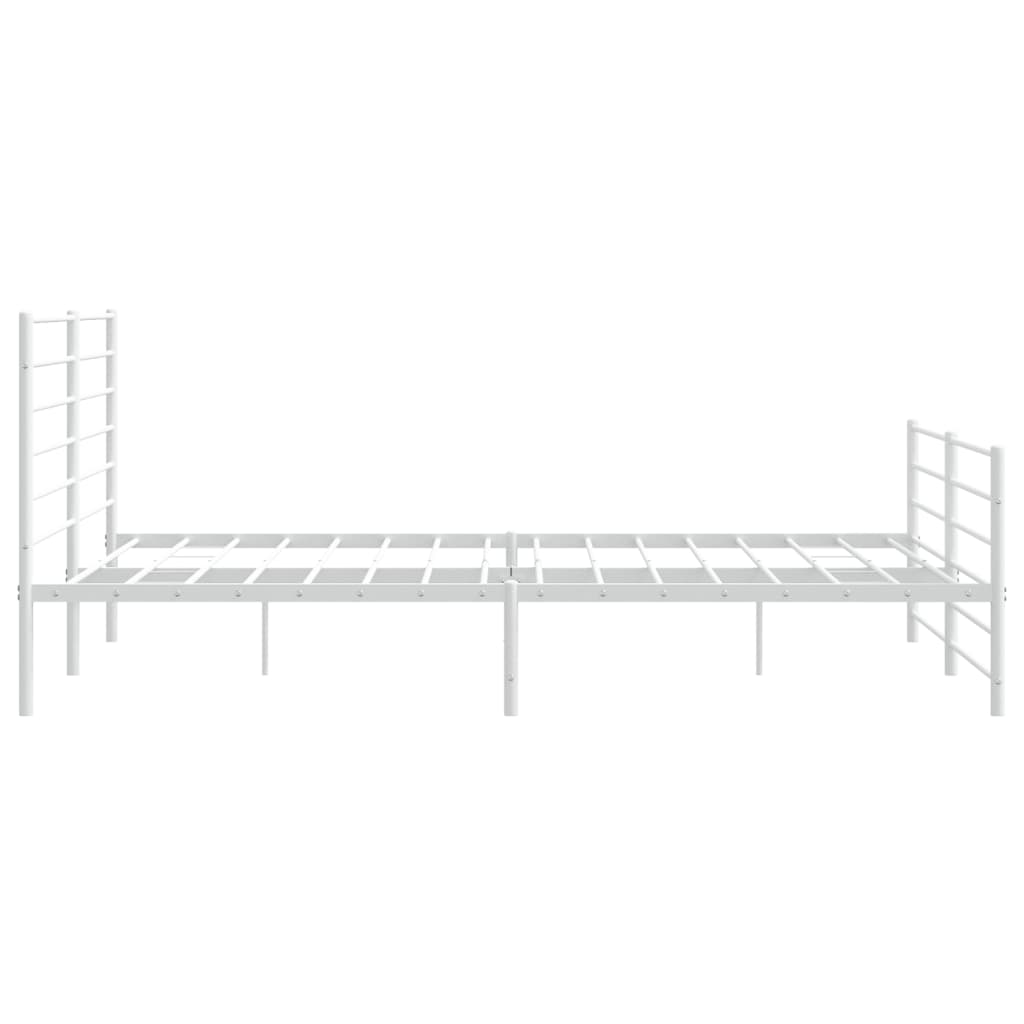Bed frame with head and footboard metal white 200x200 cm