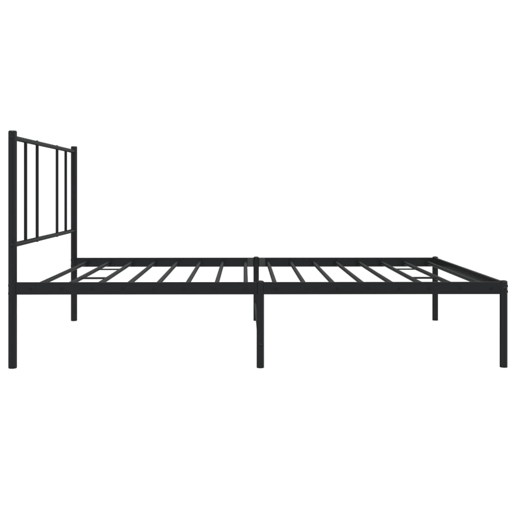 Bed frame with headboard metal black 75x190 cm