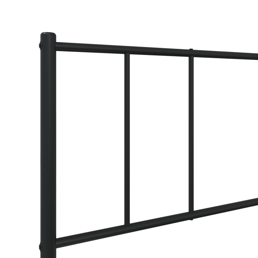Bed frame with headboard metal black 75x190 cm