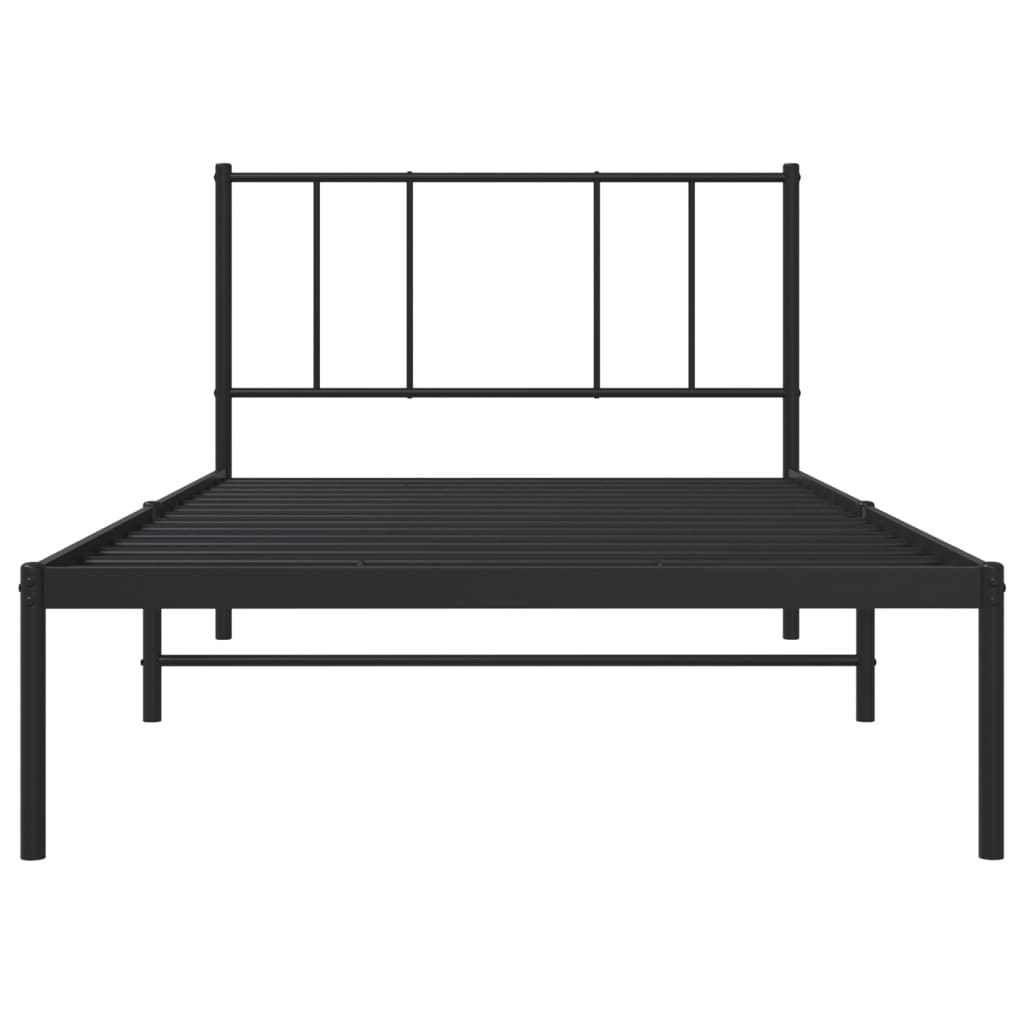 Bed frame with headboard metal black 80x200 cm