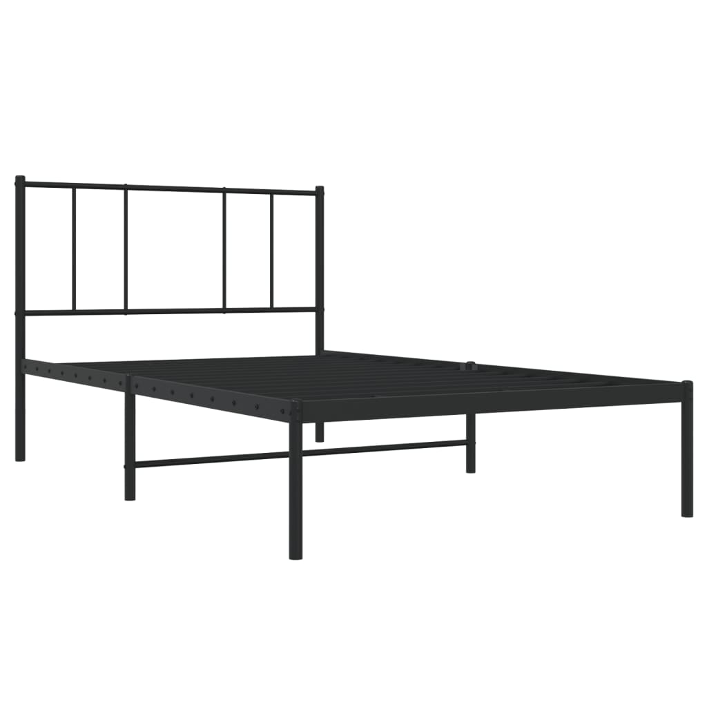 Bed frame with headboard metal black 90x190 cm