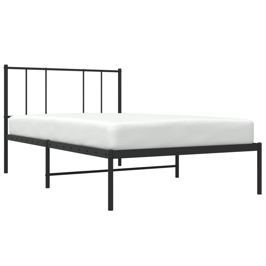 Bed frame with headboard metal black 90x190 cm
