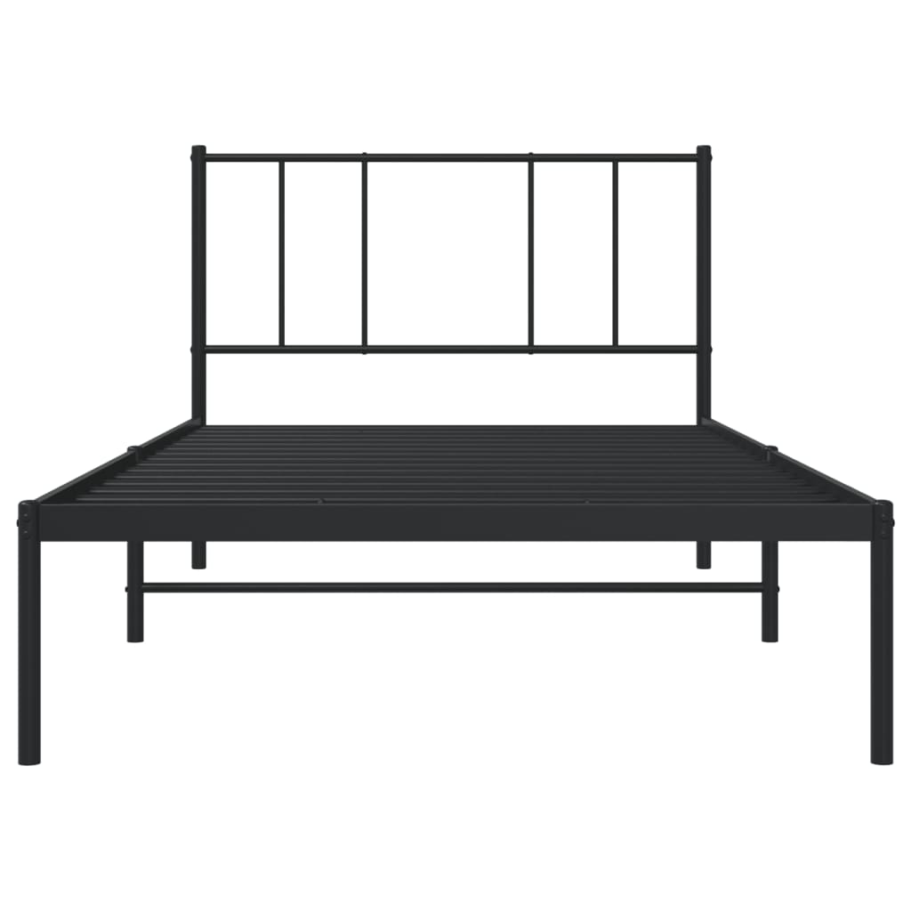 Bed frame with headboard metal black 90x190 cm