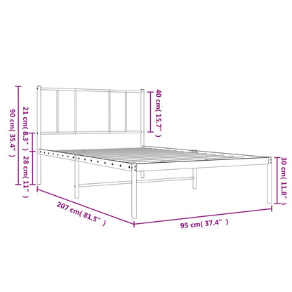 Bettgestell mit Kopfteil Metall Schwarz 90x200 cm