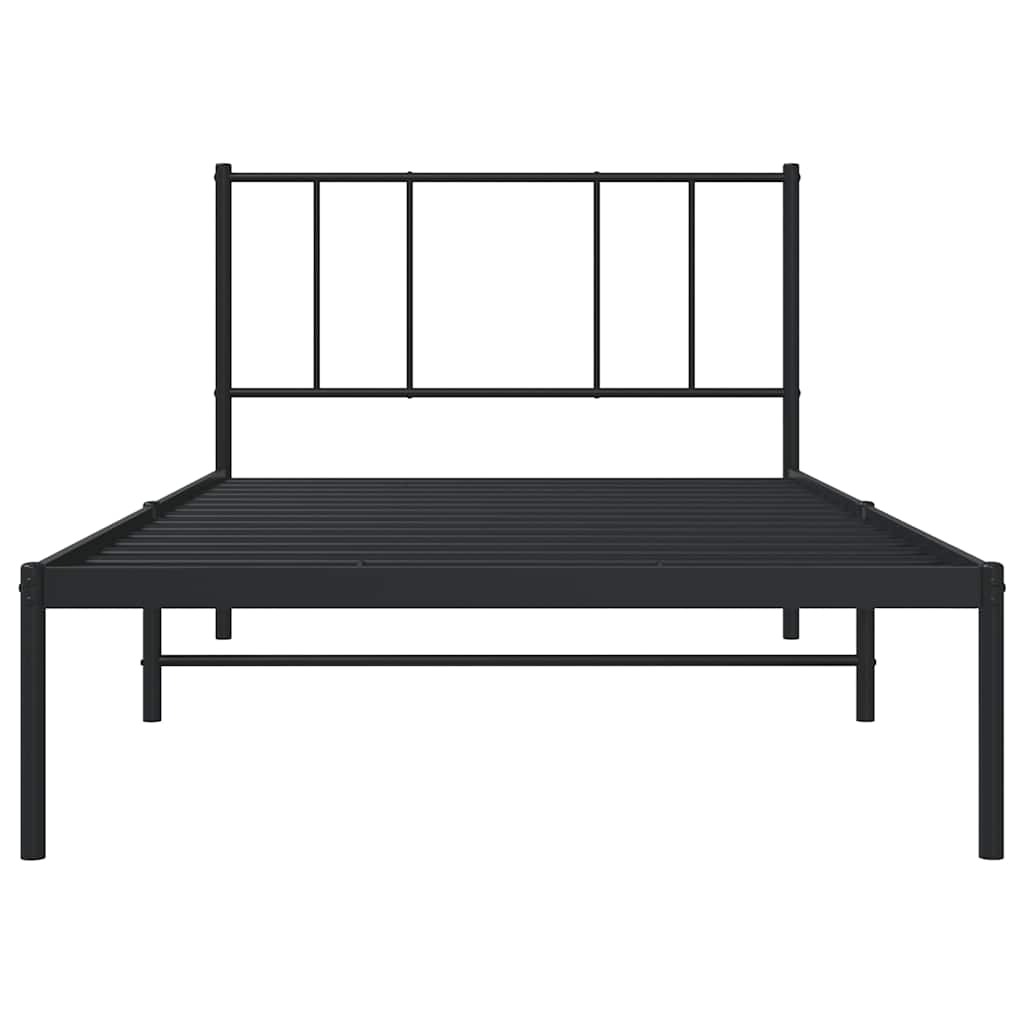 Bed frame with headboard metal black 100x190 cm