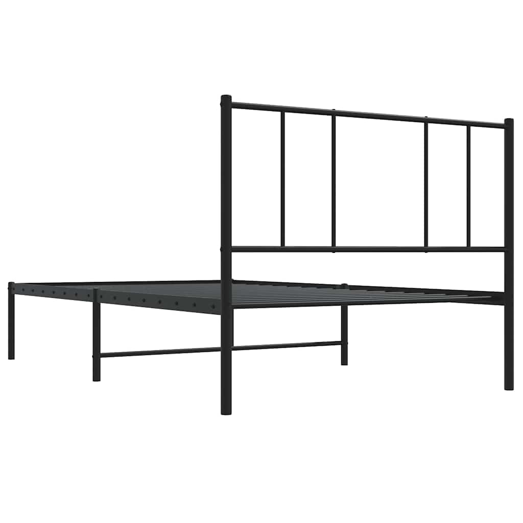 Bed frame with headboard metal black 100x190 cm