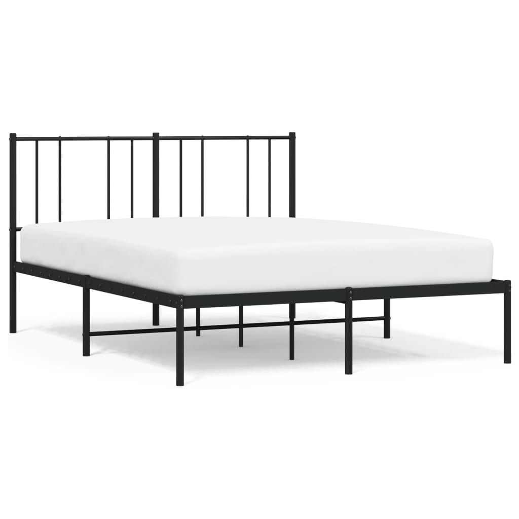 Bed frame with headboard metal black 120x190 cm
