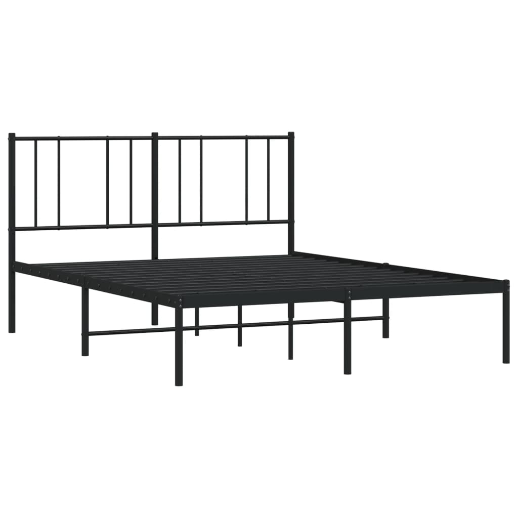 Bed frame with headboard metal black 120x190 cm