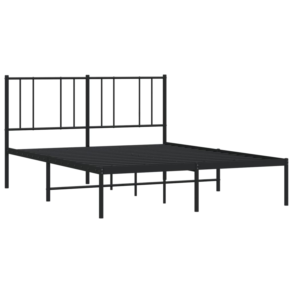 Bed frame with headboard metal black 120x200 cm