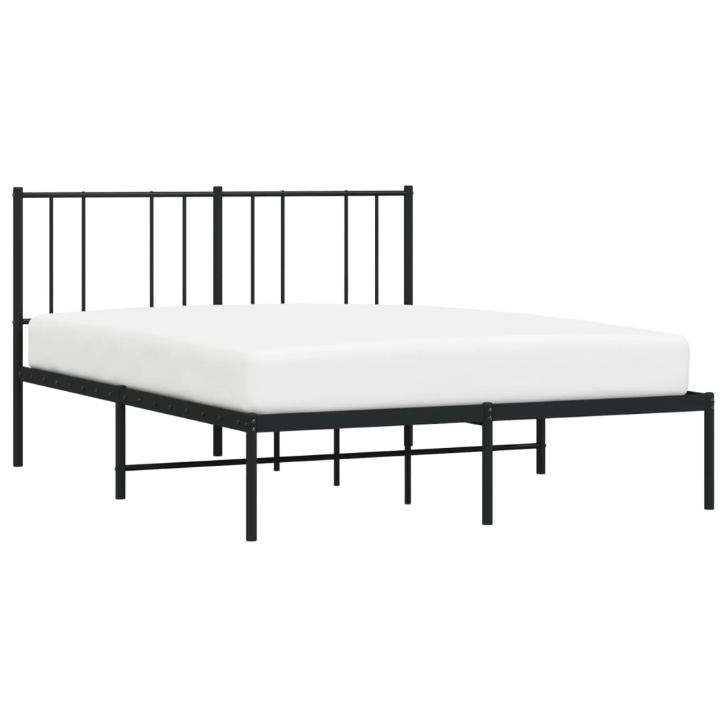 Bed frame with headboard metal black 120x200 cm