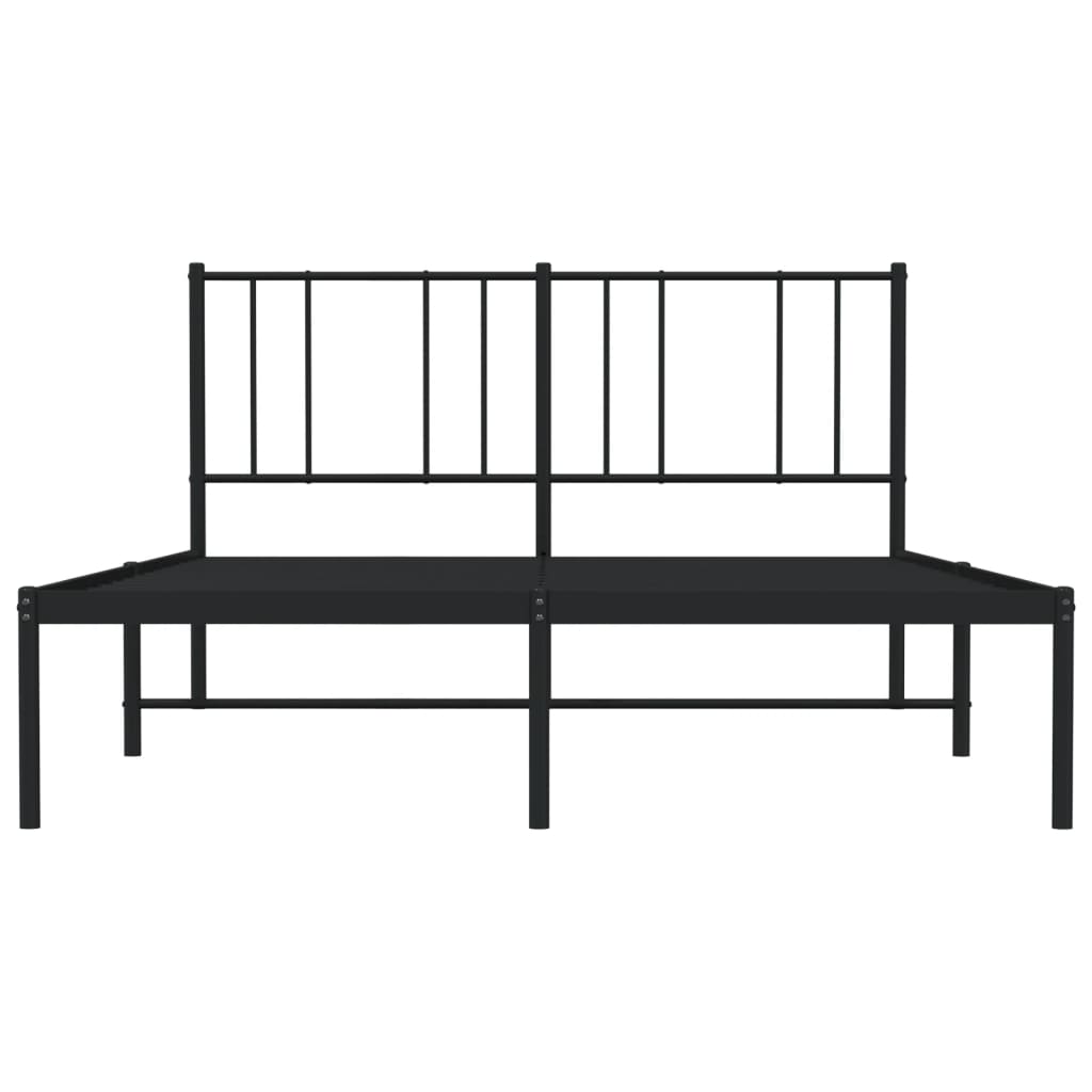 Bed frame with headboard metal black 120x200 cm