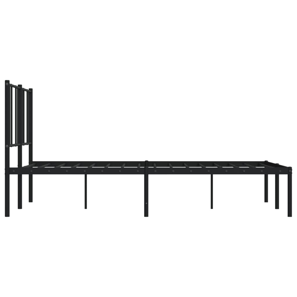 Bed frame with headboard metal black 120x200 cm