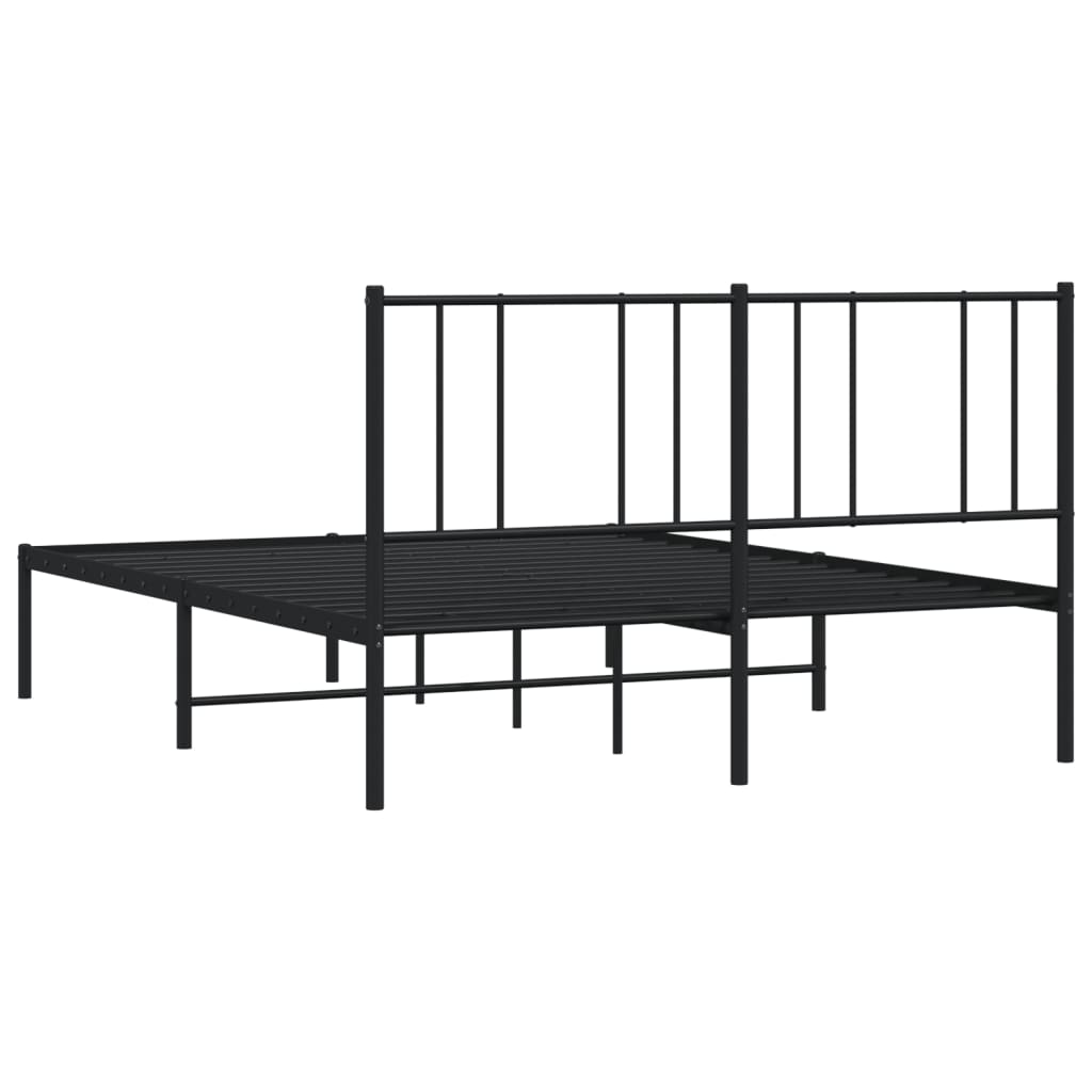 Bed frame with headboard metal black 120x200 cm