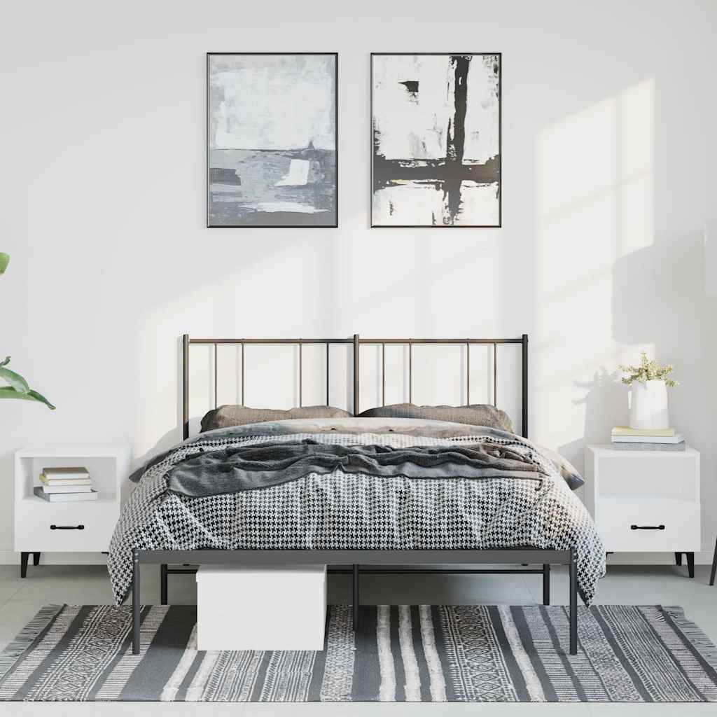 Bettgestell mit Kopfteil Metall Schwarz 135x190 cm