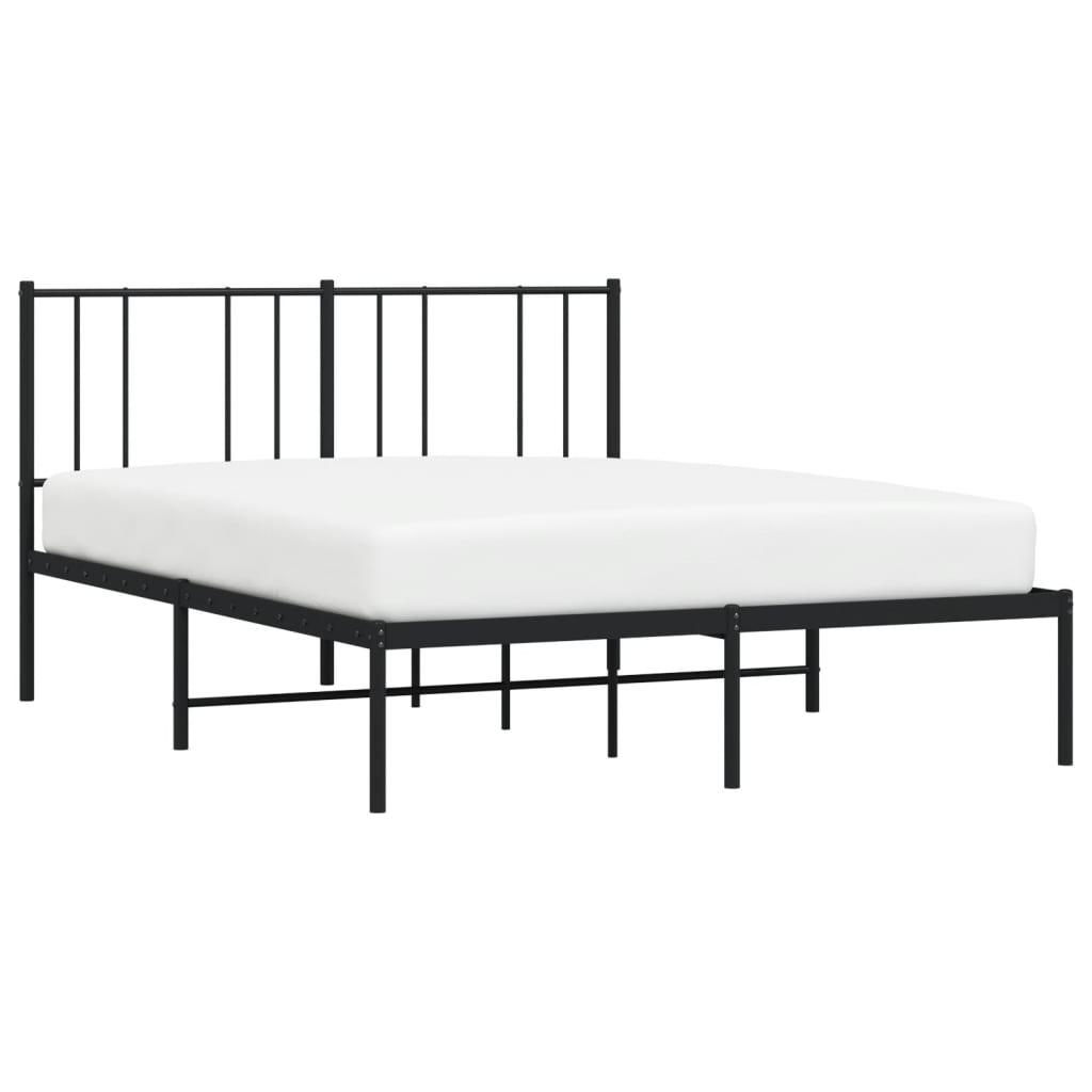 Bed frame with headboard metal black 135x190 cm